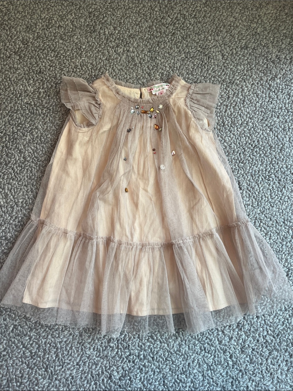 Bonpoint Blush Tulle Dress with Gem Embellishments